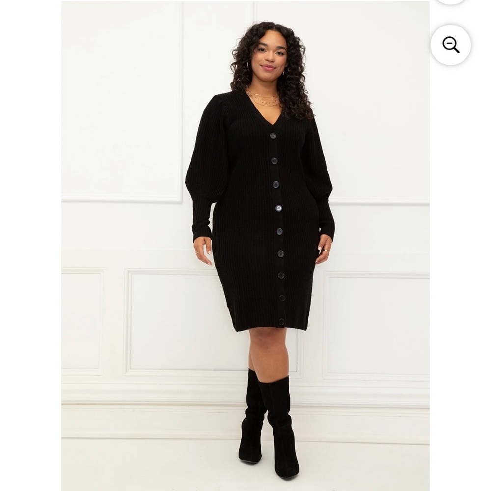 ELOQUII Elements Women's Plus Size Puff Sleeve Cardigan Sweater Dress NWT
